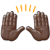 🙌🏿 raising hands: dark skin tone display on Samsung